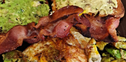 Duck egg and avocado omelet